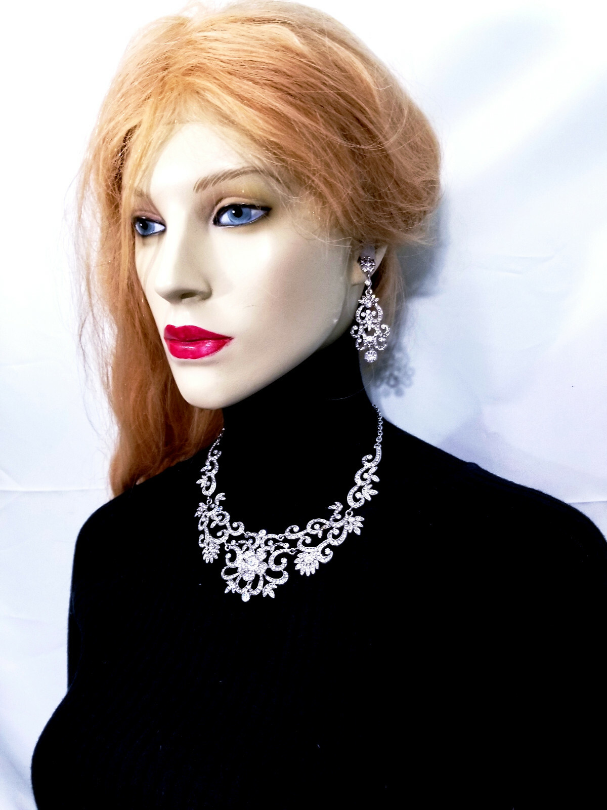 Clear Rhinestone Necklace, Necklace Earring Set, Bridesmaid Crystal Necklace