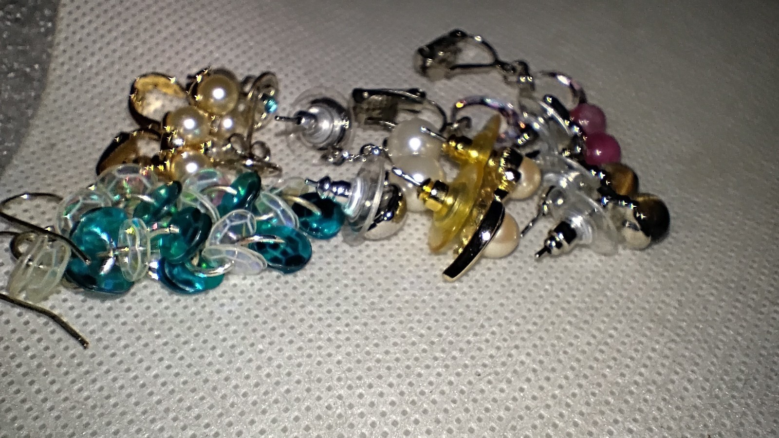 8 Pair Earrings Lot, Beaded, Dangle Pierced Clip on Chandelier Drop Mixed Styles