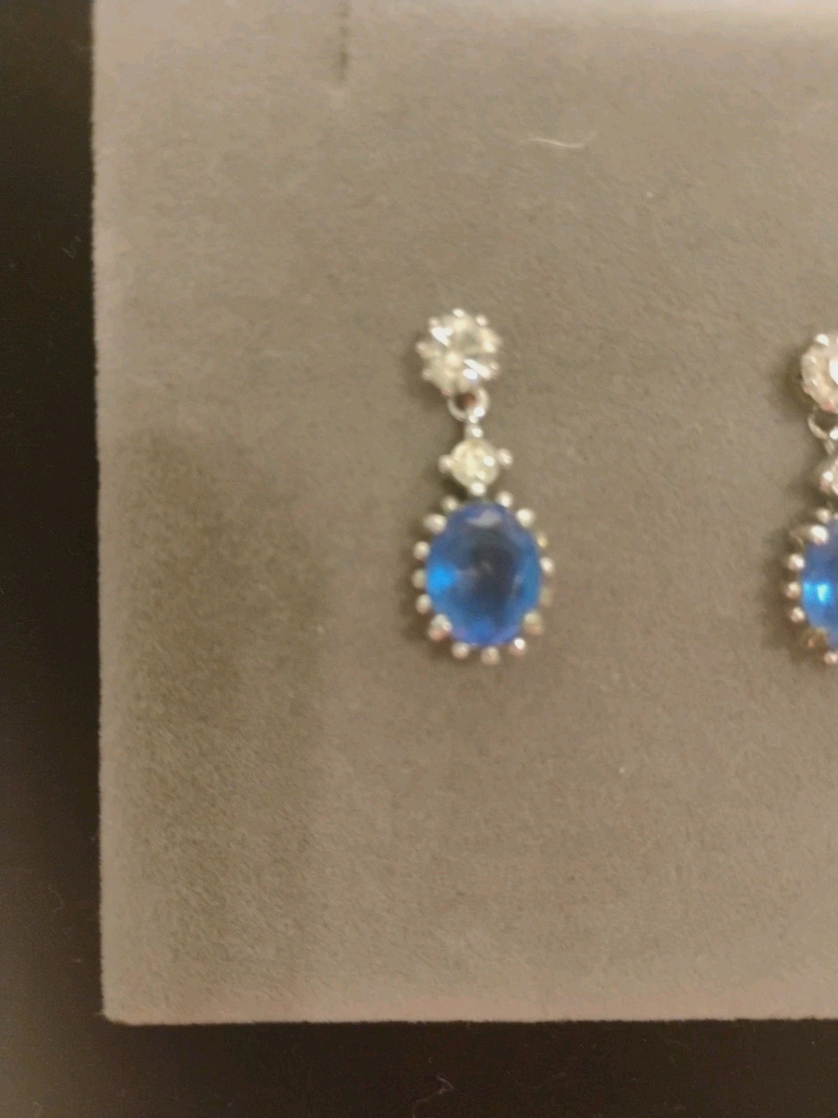 Vintage Avon Majestic Princess Faux Sapphire 125th Earrings. Very Good Condition