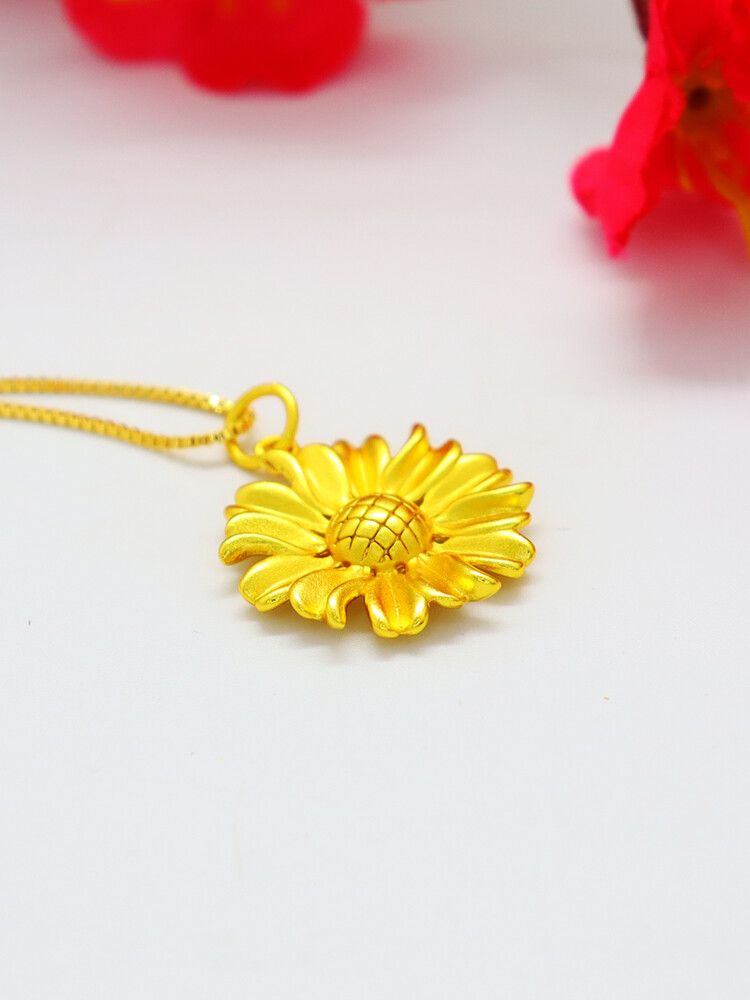 Sunflower necklace 22K 23K 24K THAI BAHT YELLOW GOLD GP Necklace