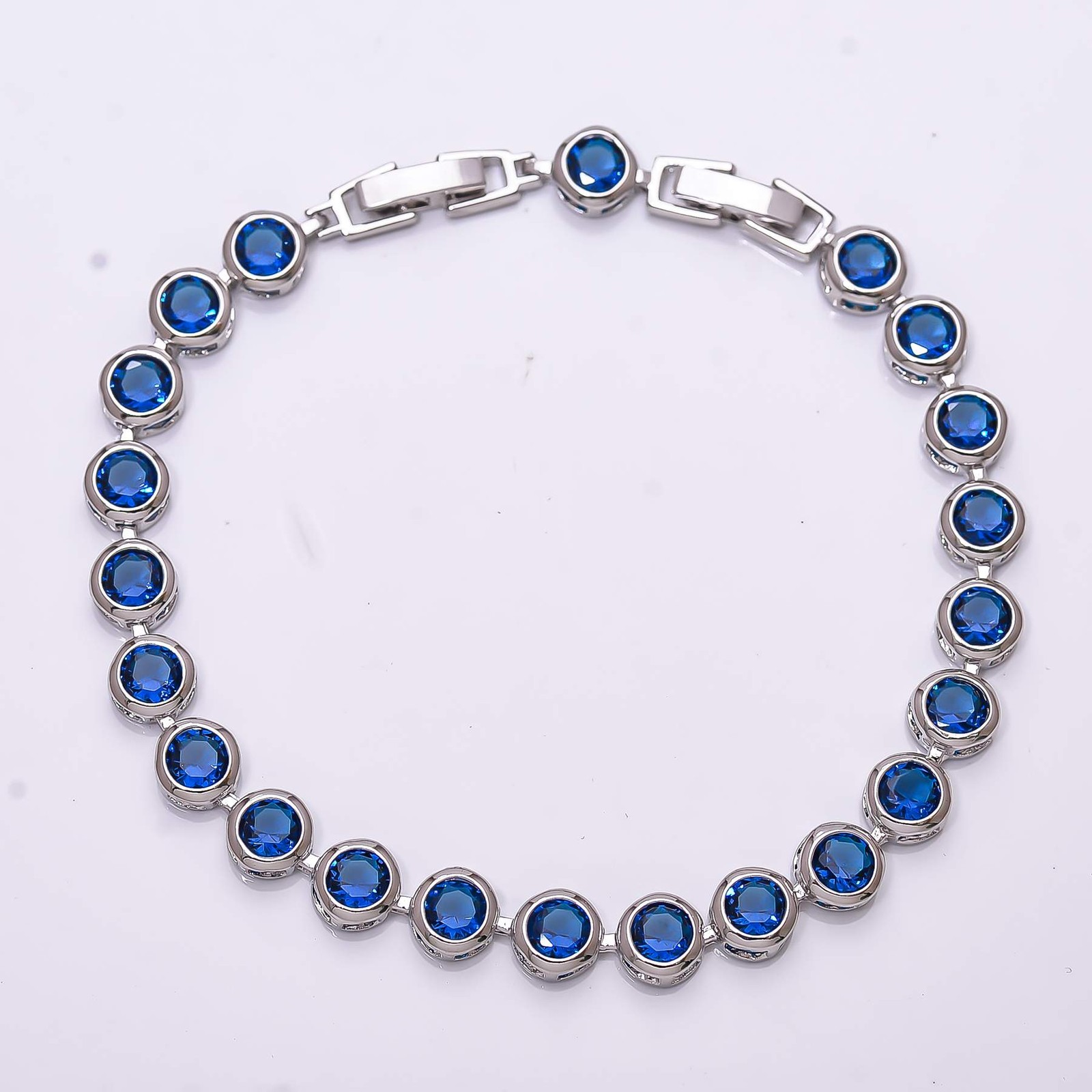 Blue Sapphire – Simulated 925 Sterling Silver Tennis Bracelet 7.99″ B_9733_689_9