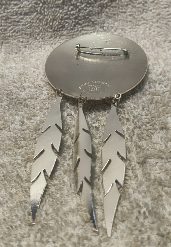 Montana Silversmiths Sterling Silver Plate Broch Dangle Feathers Flower Filigree