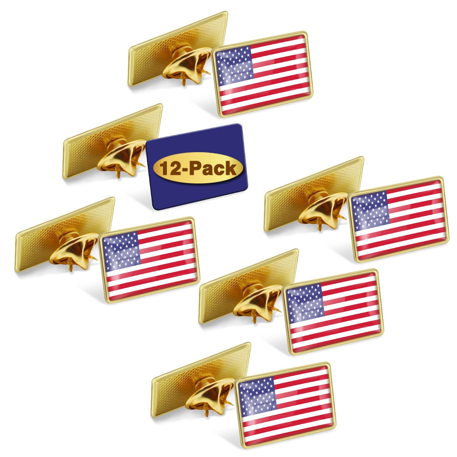 100 Pack Pack United States of American Flag Lapel Pins Bulk – USA US Country…