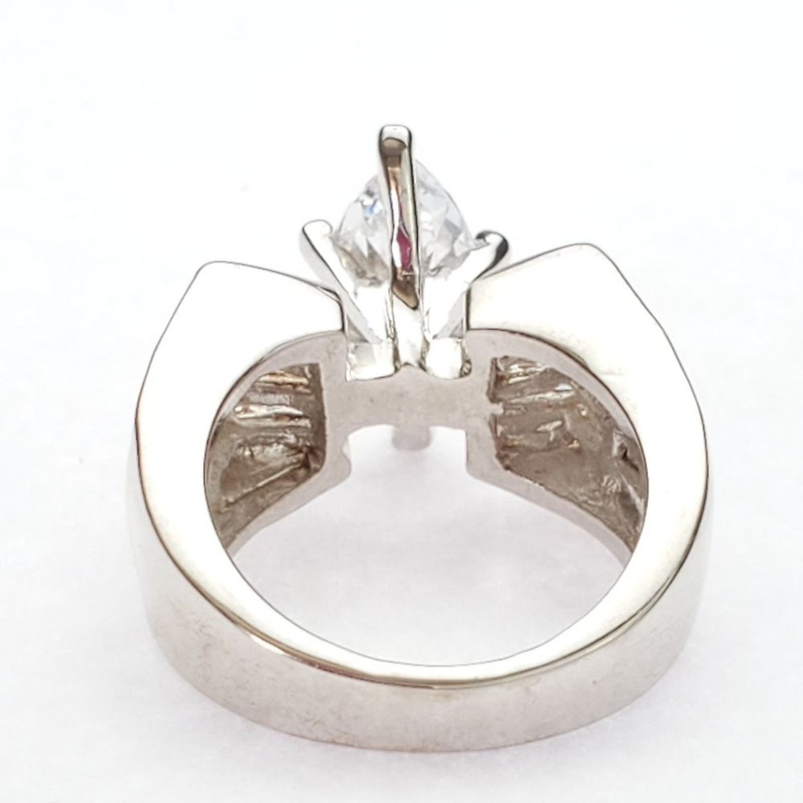 Silver Rhodium Plated Marquise Solitaire Ring Size10