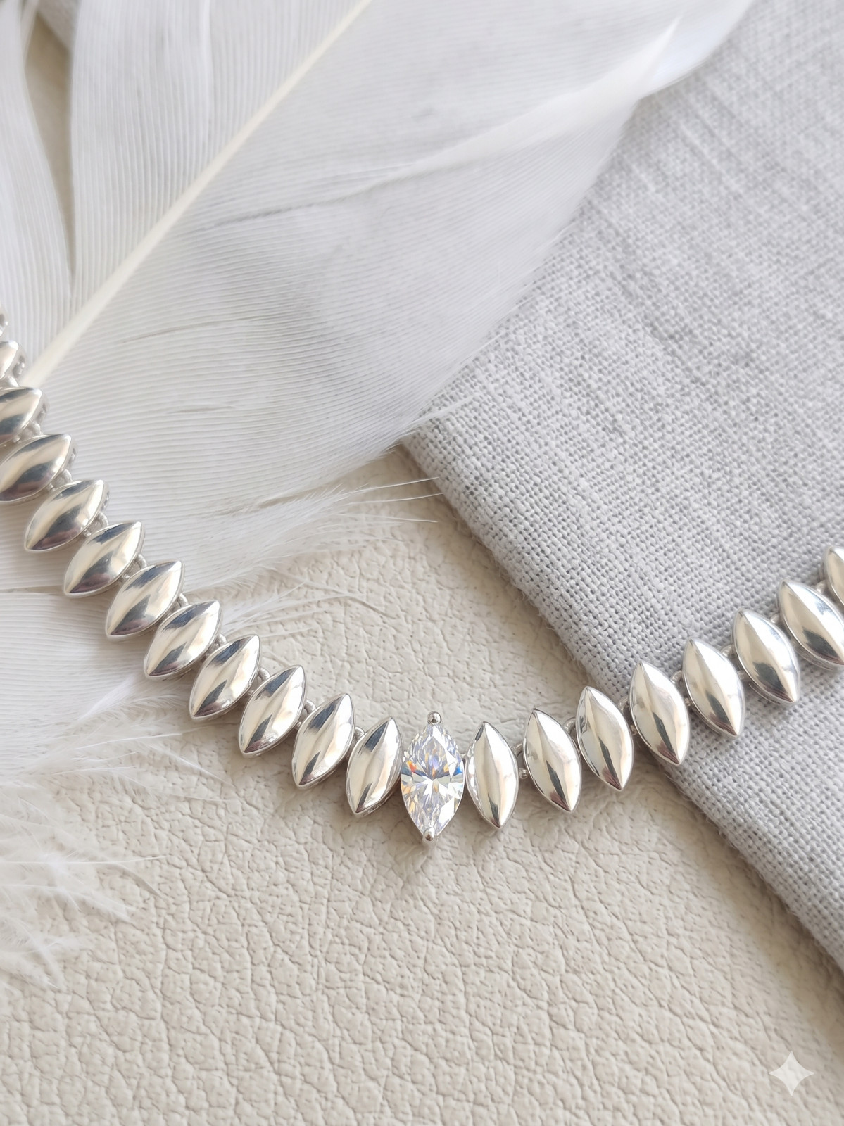 Natural Moissanite Marquise Cut Necklace For Women In 925 Sterling Silver