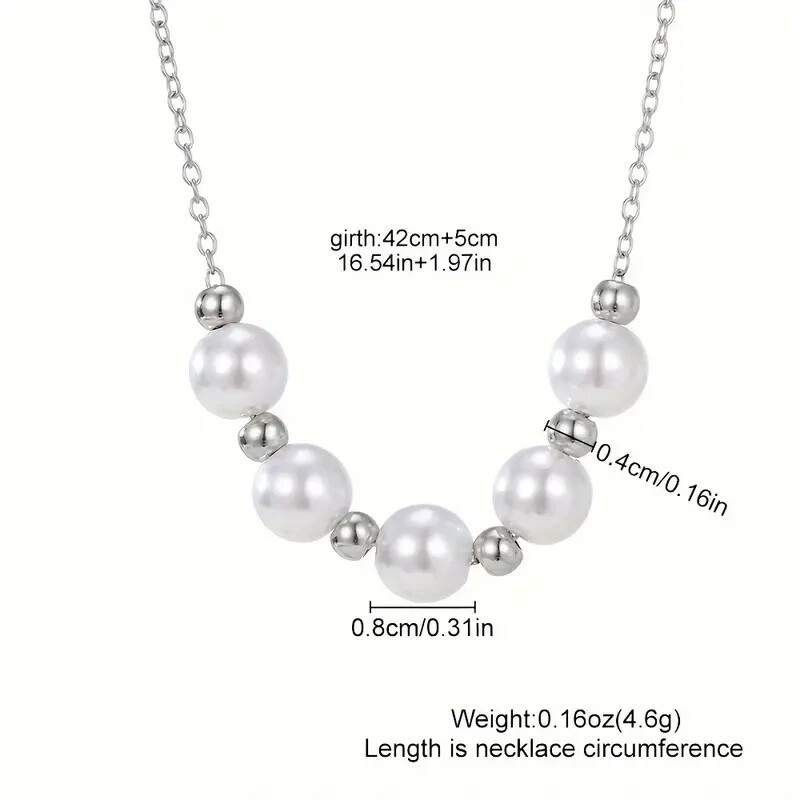 Simple Faux Pearls Necklace Adjustable Trendy Fashion Jewelry Women Gift New