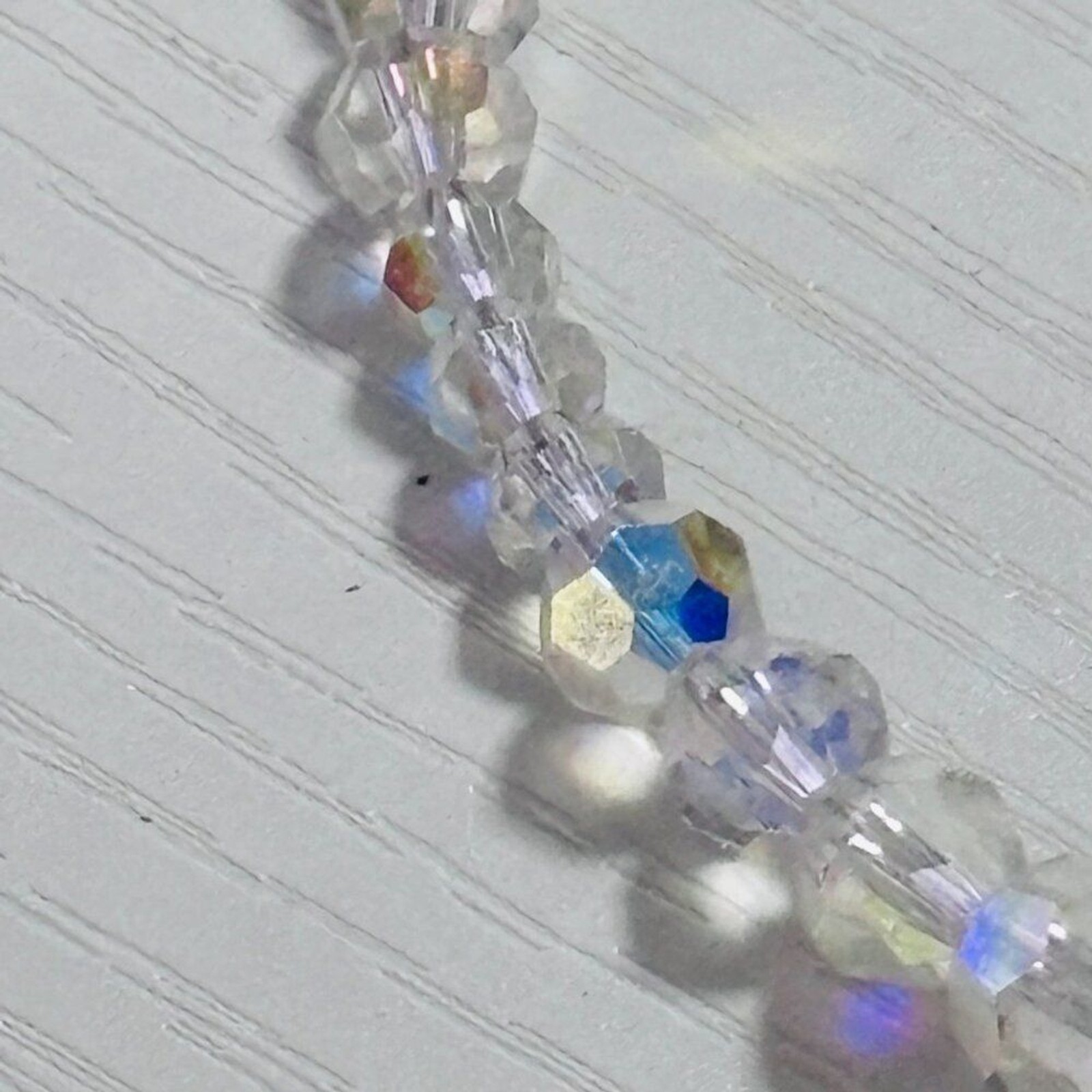 Aurora Borealis Crystal Beaded Necklace Clear AB Sparkle 16”