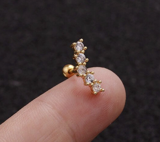 Beautiful Gold Silver Rose Cartilage Helix Conch Earrings Surgical steel B3