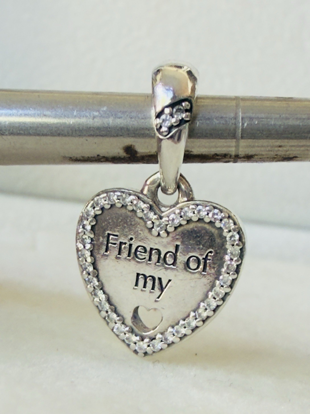 Pandora 925 Sterling Silver Friend of My Heart Dangle Pendant Charm Whit CZ