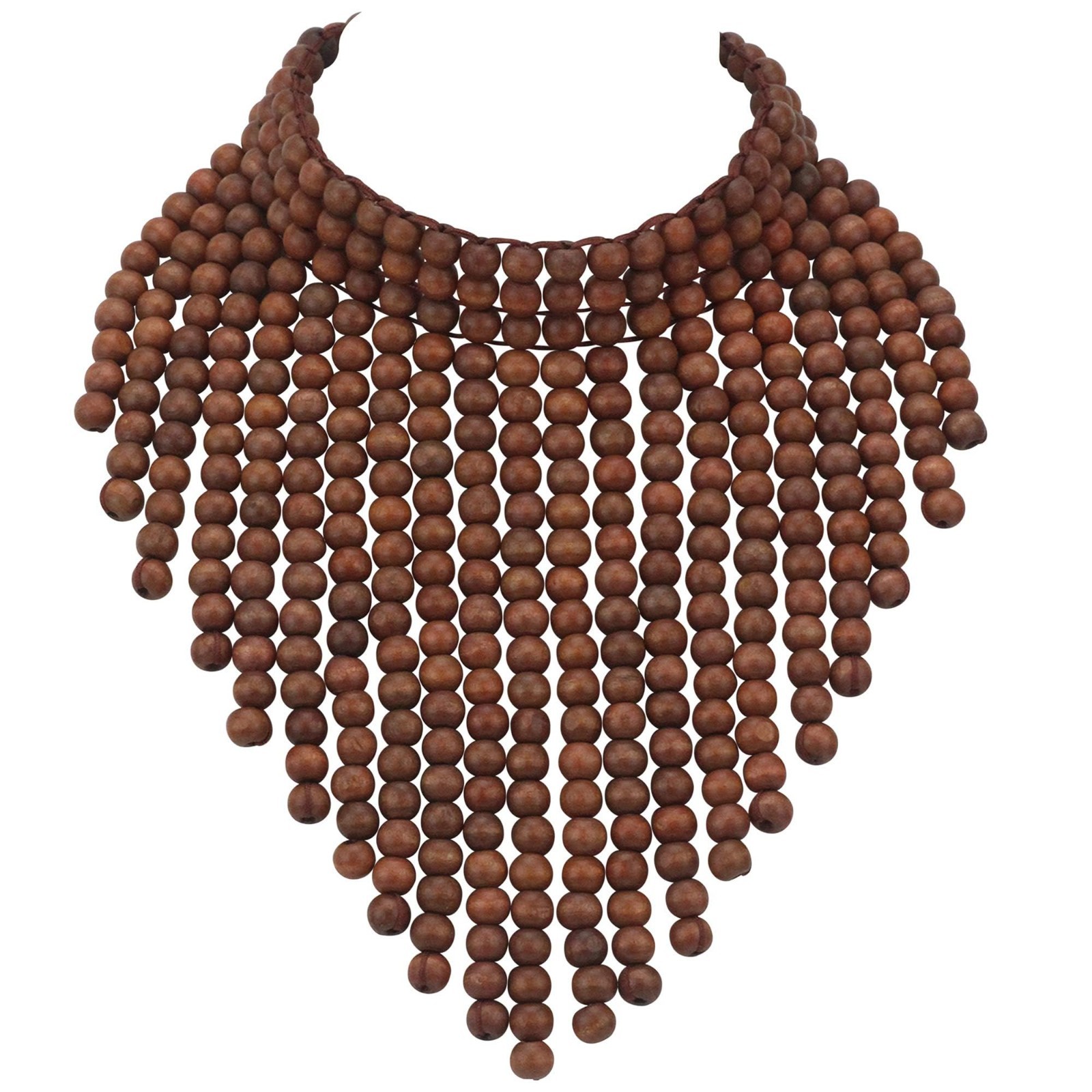 Boho African Wooden Acrylic Beaded Bib Necklace – Chunky Layered Collar Choker