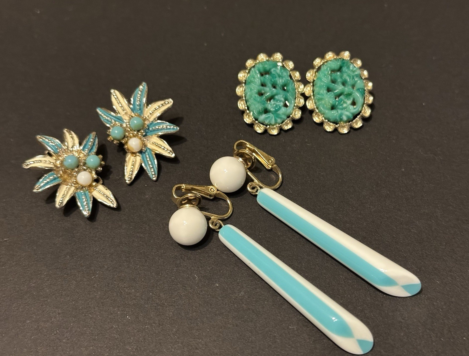 Signed Vintage clip earrings 57 pairs. Trifari, Jomaz, Bogoff and more!