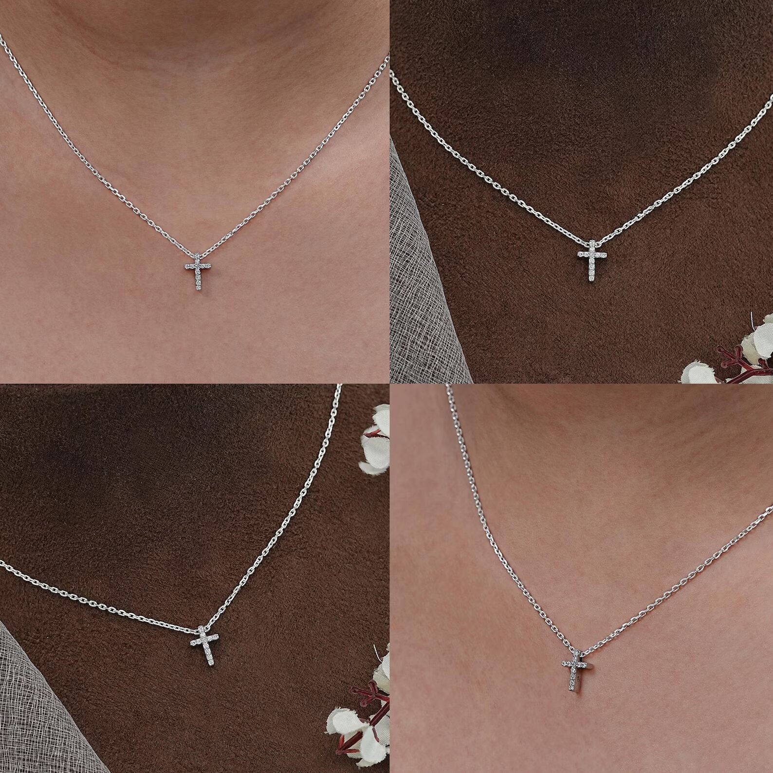 1.00 Ct Round EF VS Lab Grown Diamond Cross Shape Necklace in 14K White Gold