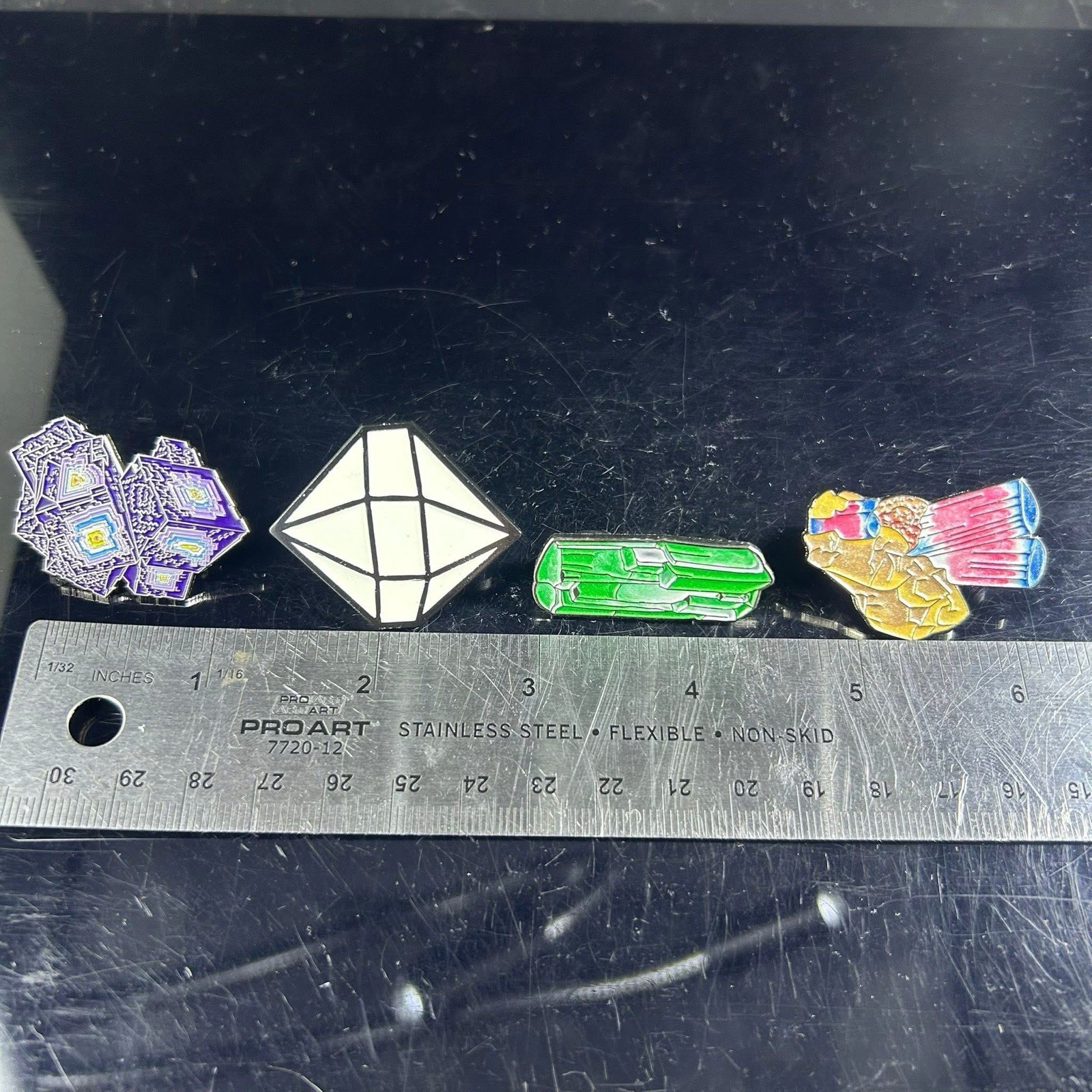 Four Piece Mineral Enamel Pin Set – See Description For Details!
