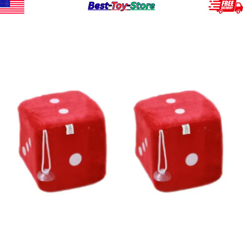 2PCS Plush Fuzzy Dice Car Rear View Mirror Decoration