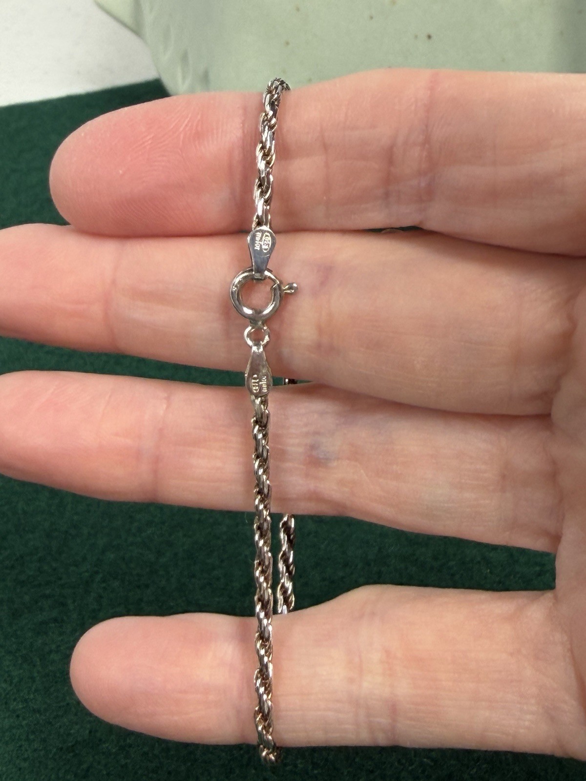 925 Italy Sterling Silver Rope Chain Bracelet 7” Twisted Link Made in Italy
