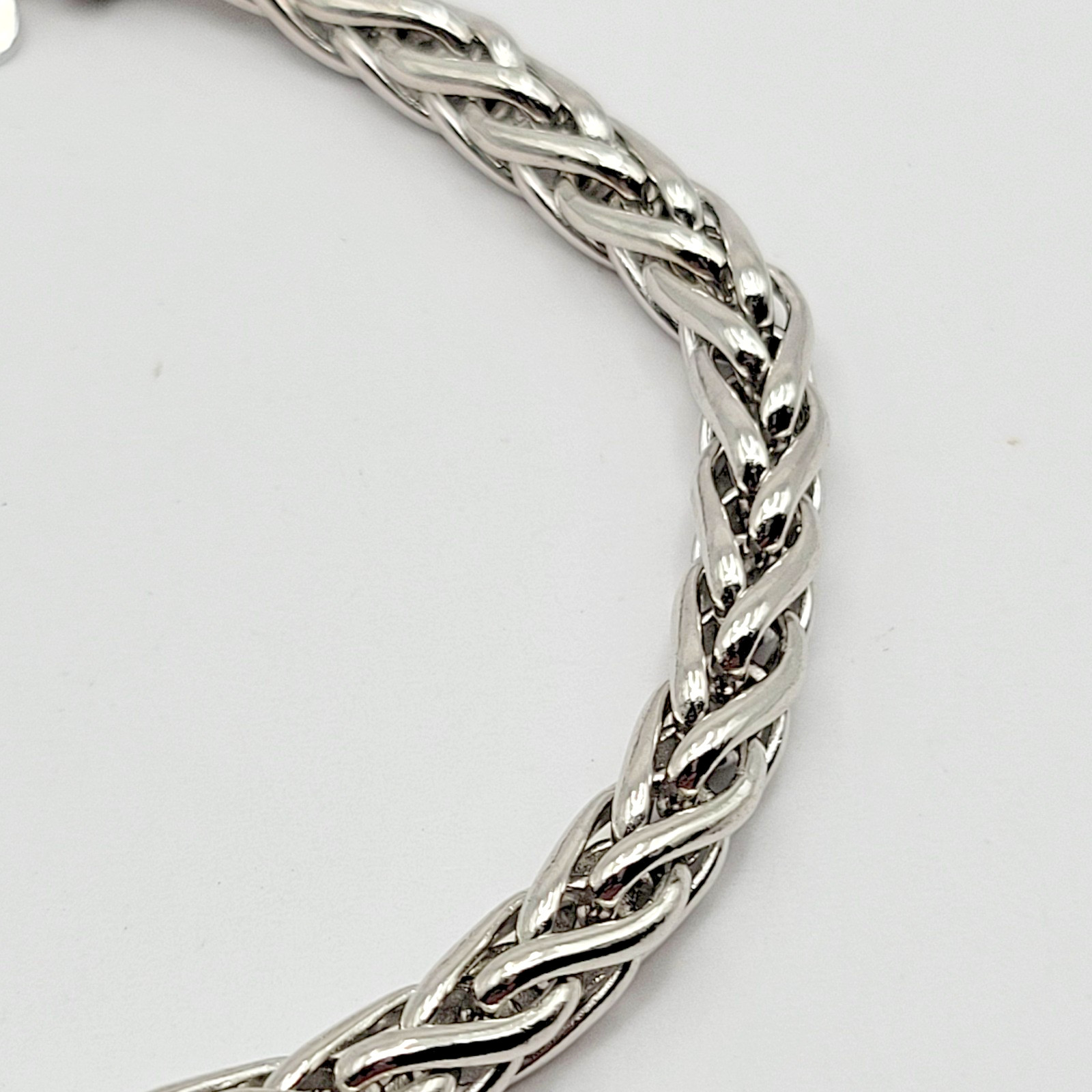 QVC Bronzo Italia Milor Silver Tone 4mm Spiga Wheat Chain Bracelet ~ 8″
