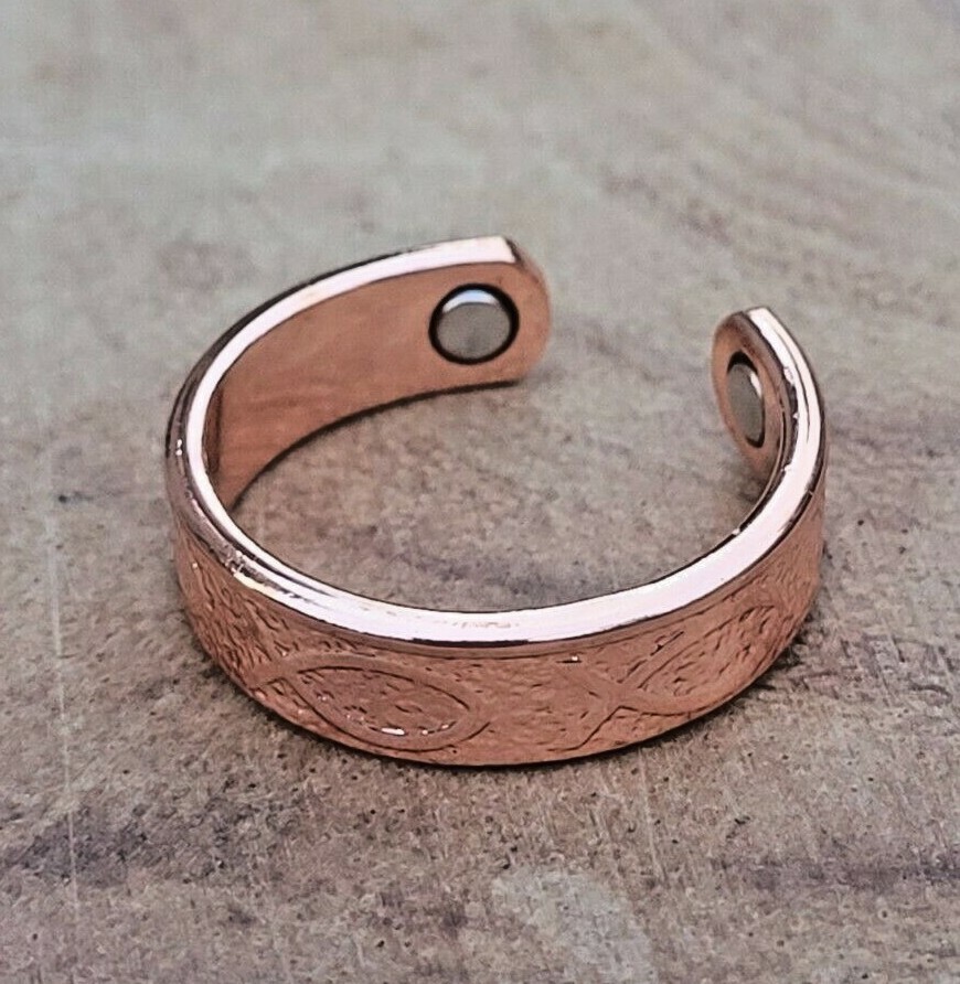 Pure Copper Magnetic Ring – Arthritis Adjustable Copper Ring Jesus Fish