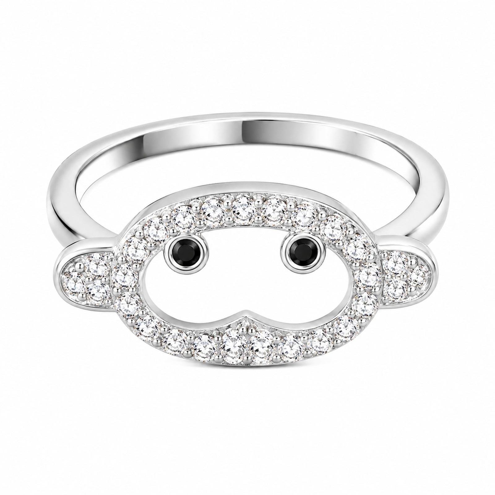 18K Gold Plated Monkey Face Ring – CZ Promise Gift for Her, Elegant Daily Wear