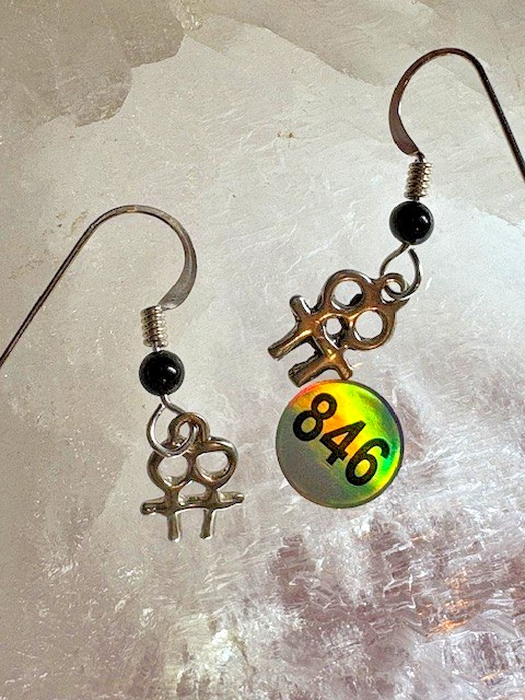 Double Venus 92.5 ear wires w/ black onyx balls Lesbian LGBT Goddess by JKL 846