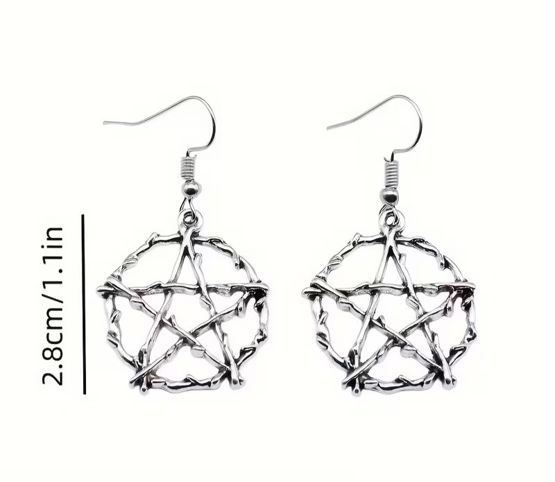 New Gothic Punk Zinc Alloy Pentagram Dangle Earrings