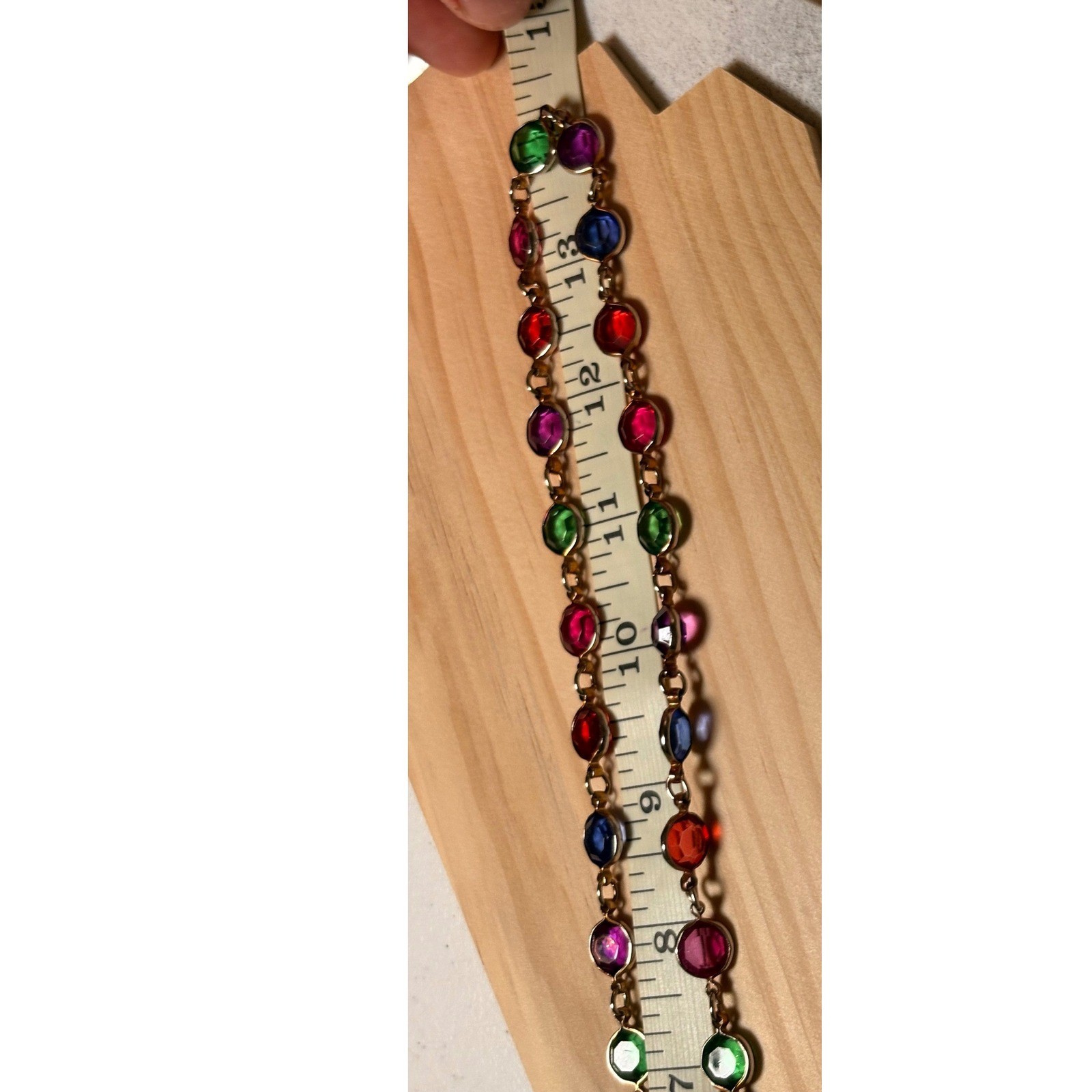 Colorful Station Necklace Women 30in Multicolor Excellent Bezel Set Rainbow