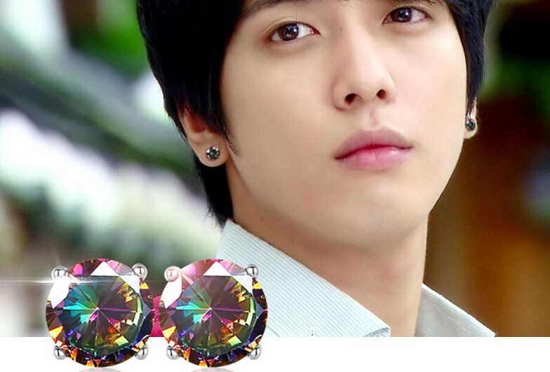 6mm Silver Square Round Mystic Fire Rainbow Topaz Princess CZ Stud Earrings PE22