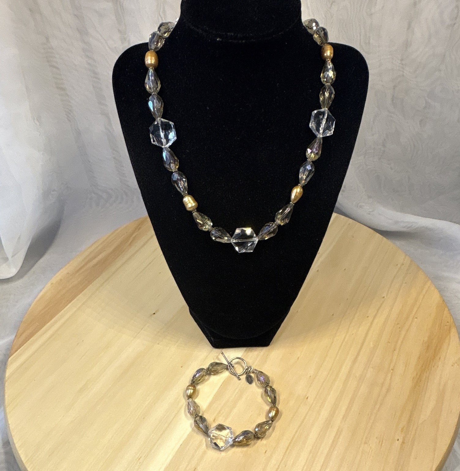 Donna Dressler Crystal Necklace & Bracelet, 925 clasp and extender