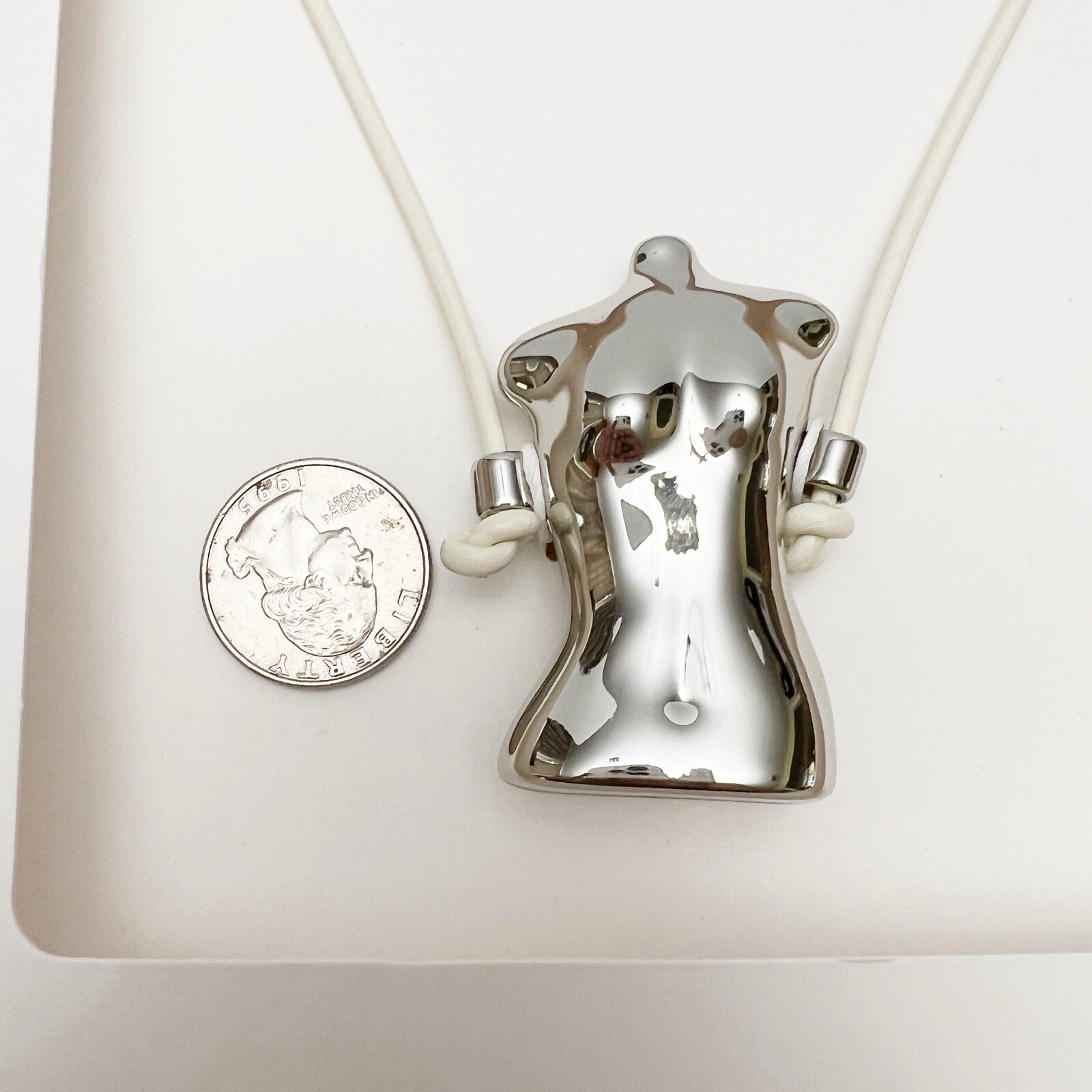Zara Polished Silvertone Female Nude Figure Torso Long Necklace NEW 1856/042