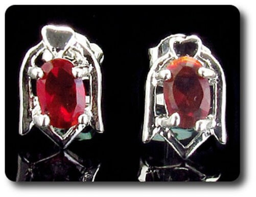 Earrings Ruby 0 3/32×0 9/32in Gold Plated White 18 K-9