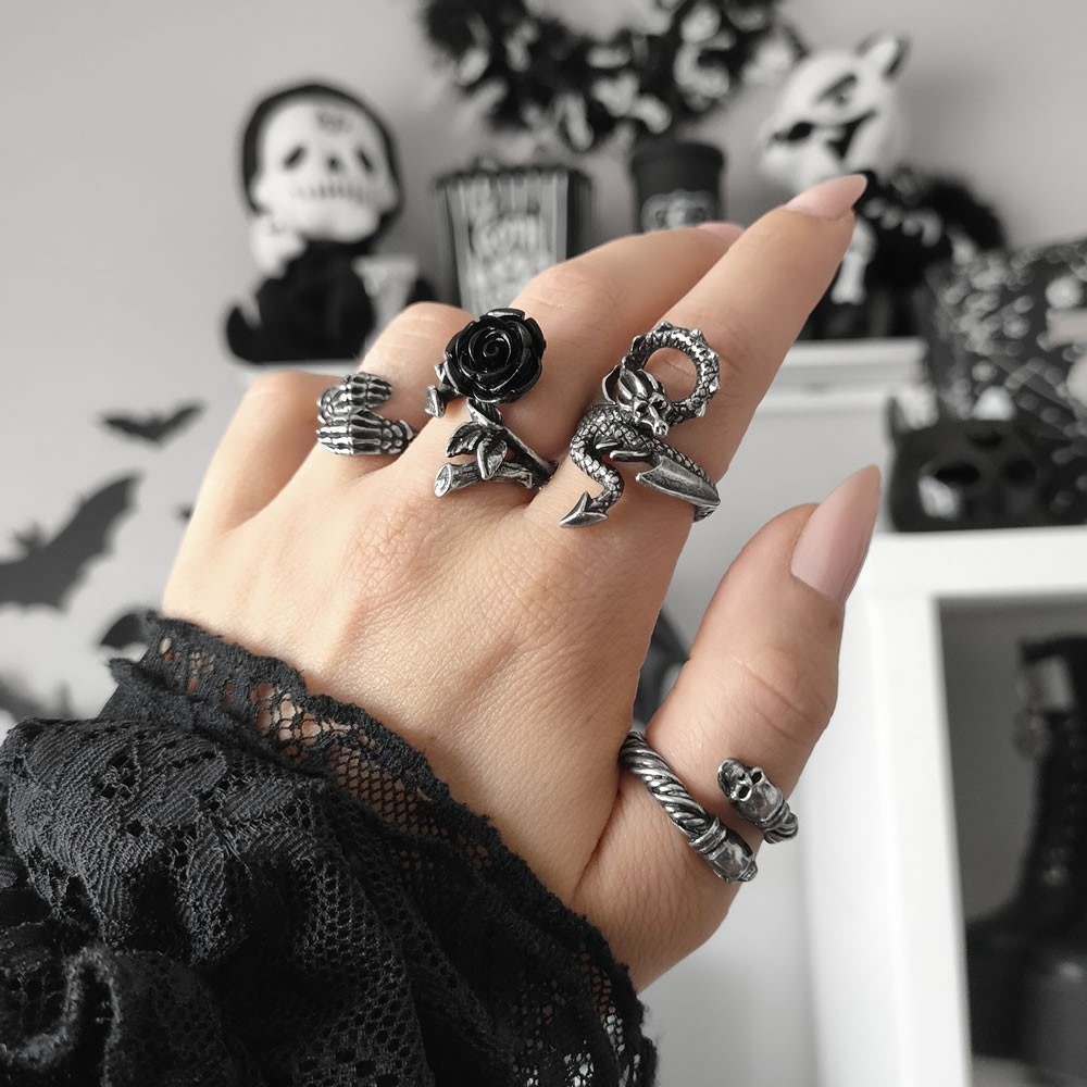 Alchemy Gothic Wild Black Rose Wrap Ring Adjustable Fine English Pewter R241 New