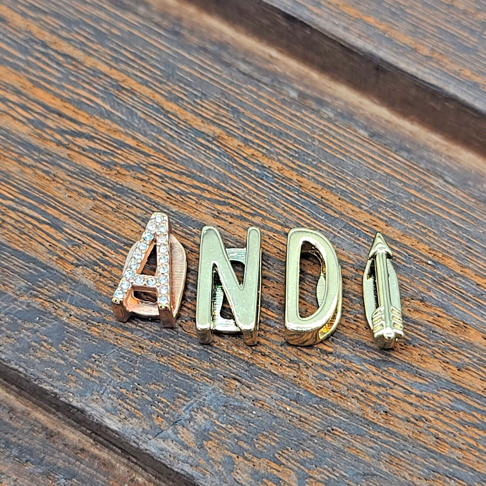 KEEP Collective Rose Gold “Pave A”, Gold “N”, “D” & “Arrow” Time Key Charm Set