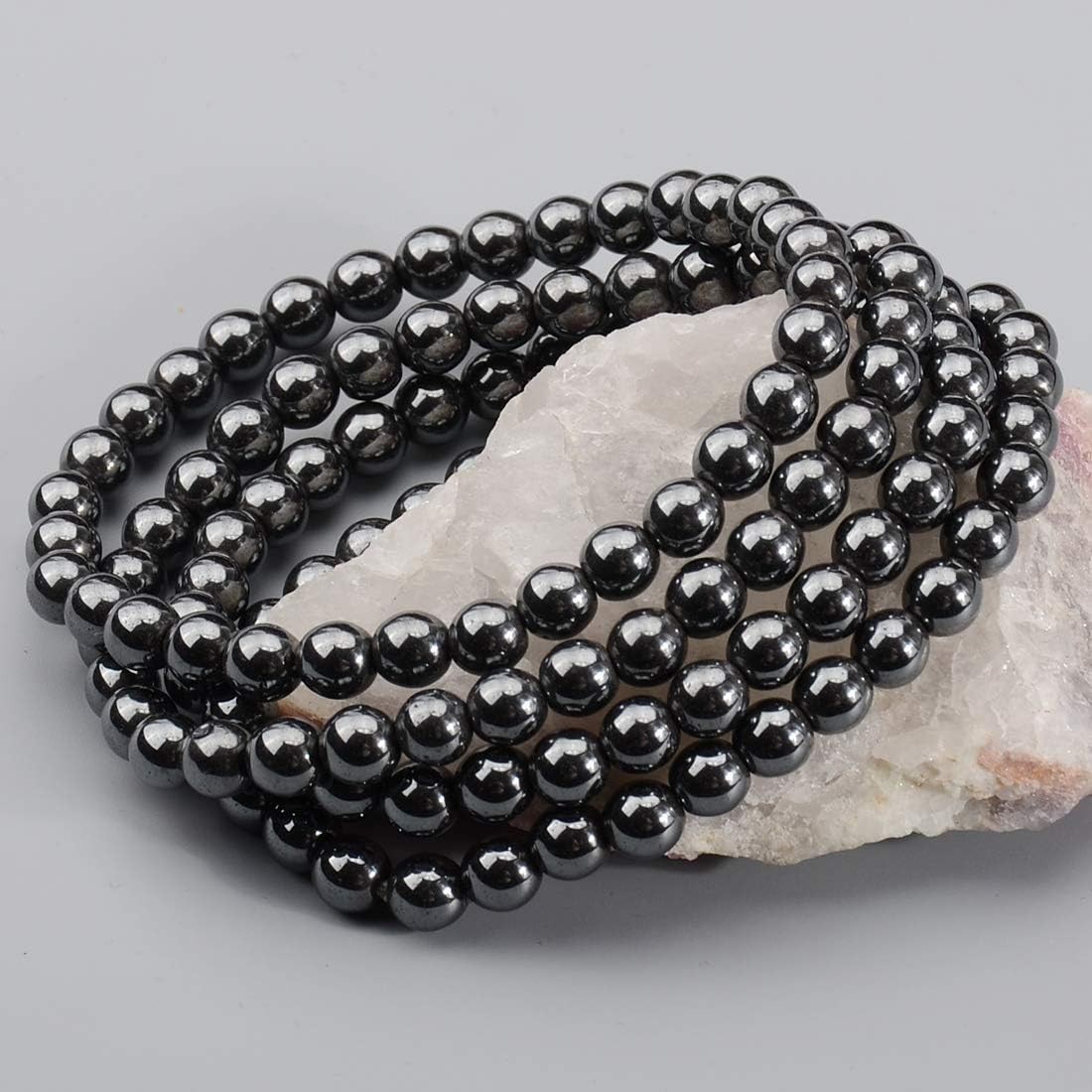 Elegant 6mm Handmade Hematite Stretch Bracelet – Perfect Gift for All Occasions