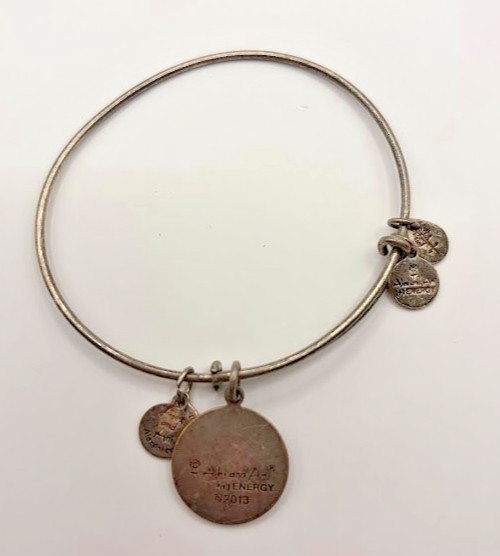 Alex and Ani 2013 Friend Charm Bangle Bracelet Silver Tone Flower Expandable