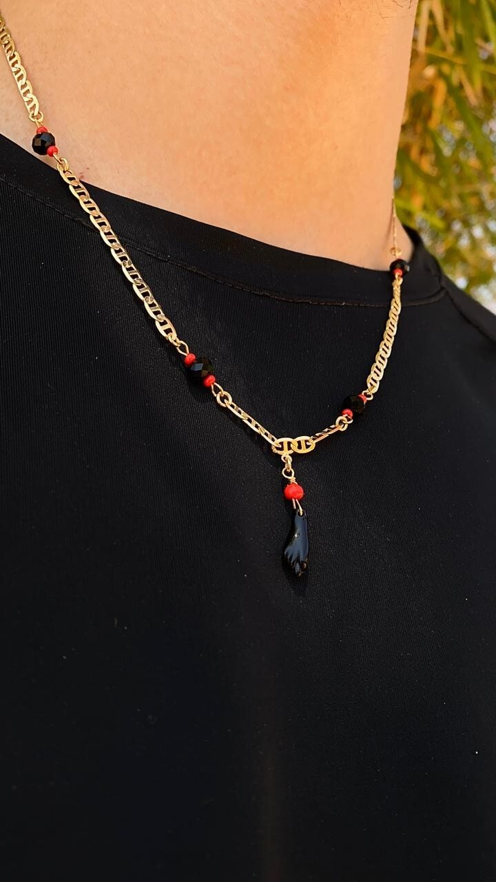 Necklace Azabache 24″ Mariner Chain 3.8mm 14K Gold Filled Mens Adults Cadena