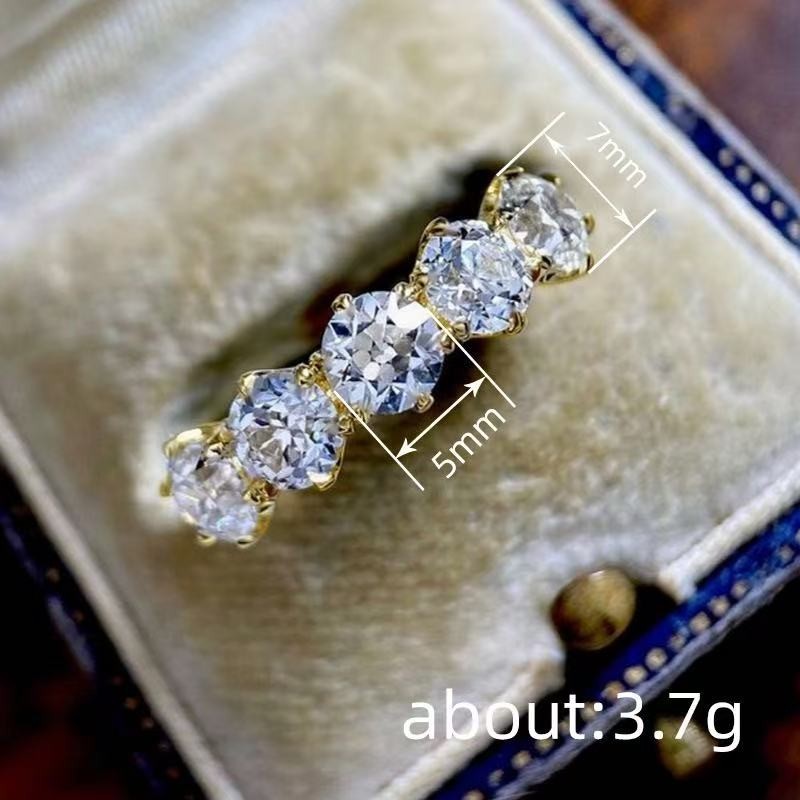 Fashion Woman 18k Gold Plated Sparkling CZ Band Ring Wedding Engagement