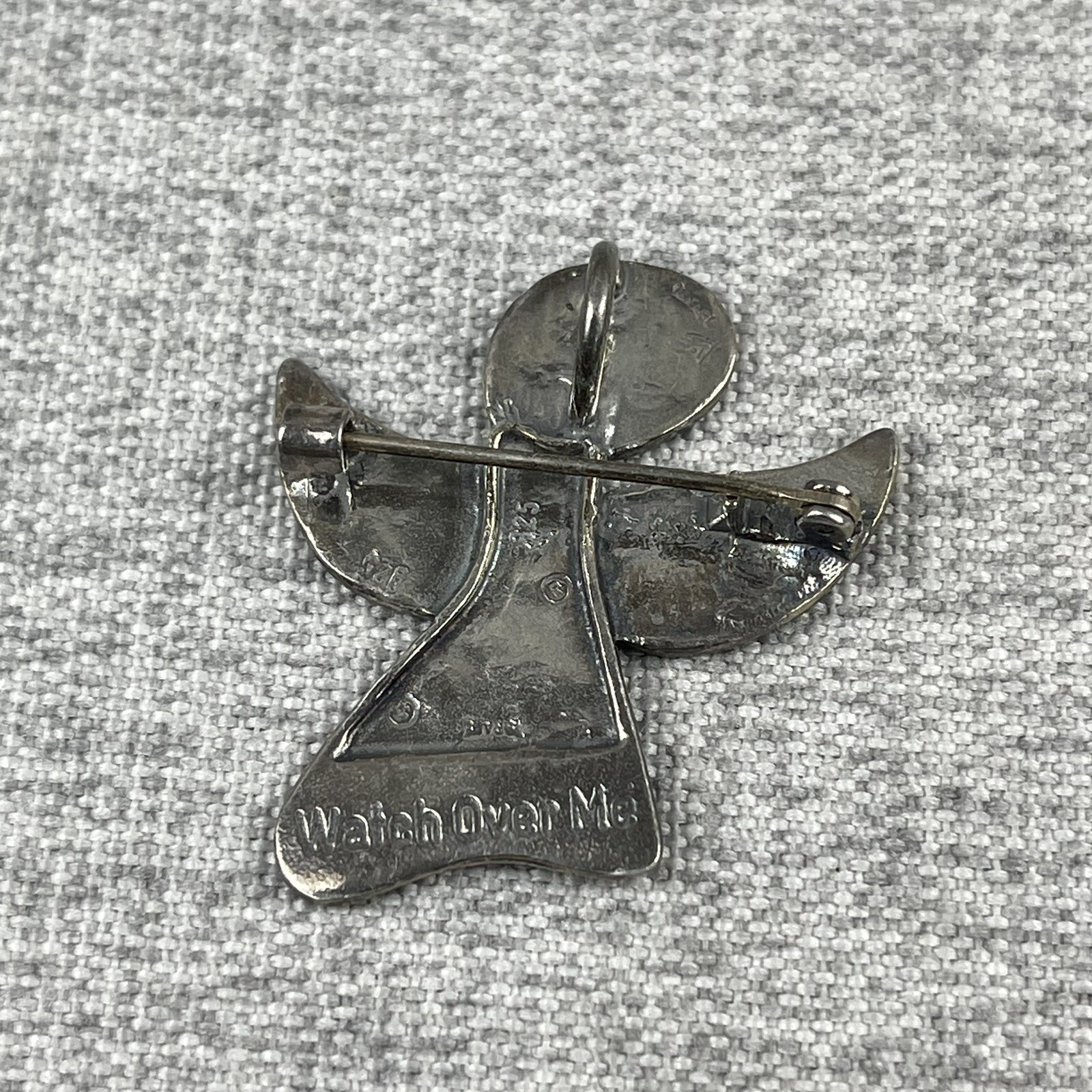 Silpada Sterling Guardian Angel Pin “Watch Over Me” Slider Brooch Pendant I1842
