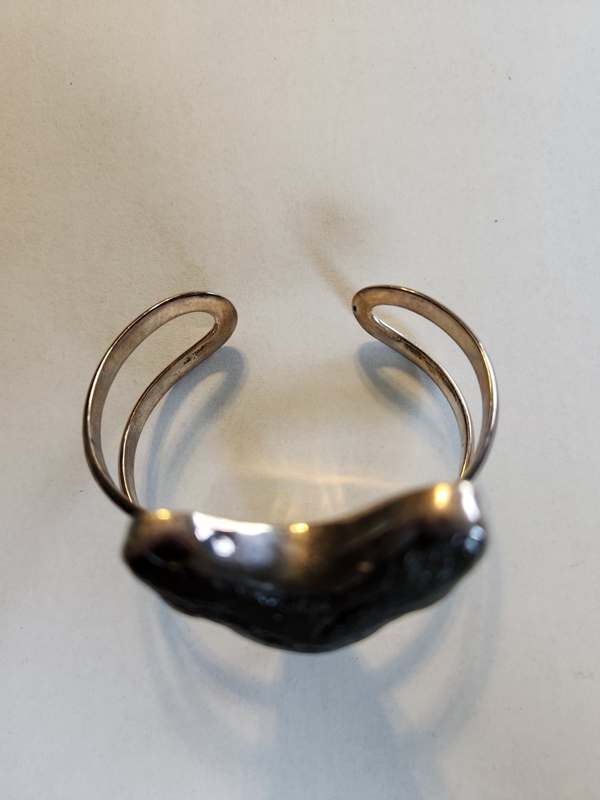 Unique Sterling Silver Megalodon Shark Tooth Cuff Bracelet by Charles Albert