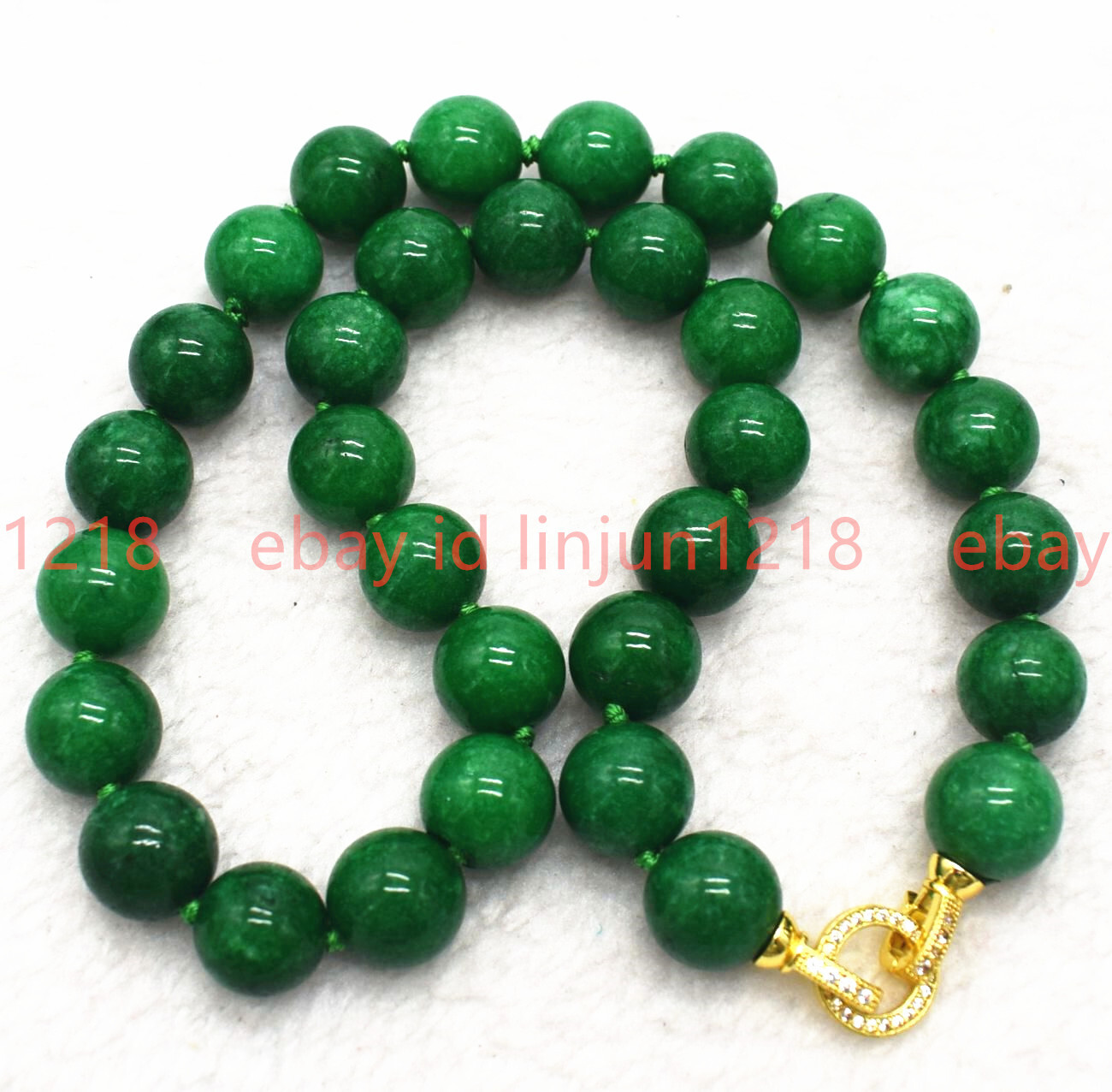 Beautiful Natural 8mm 10mm 12mm Green Jade Gemstone Round Beads Necklace 18-36″
