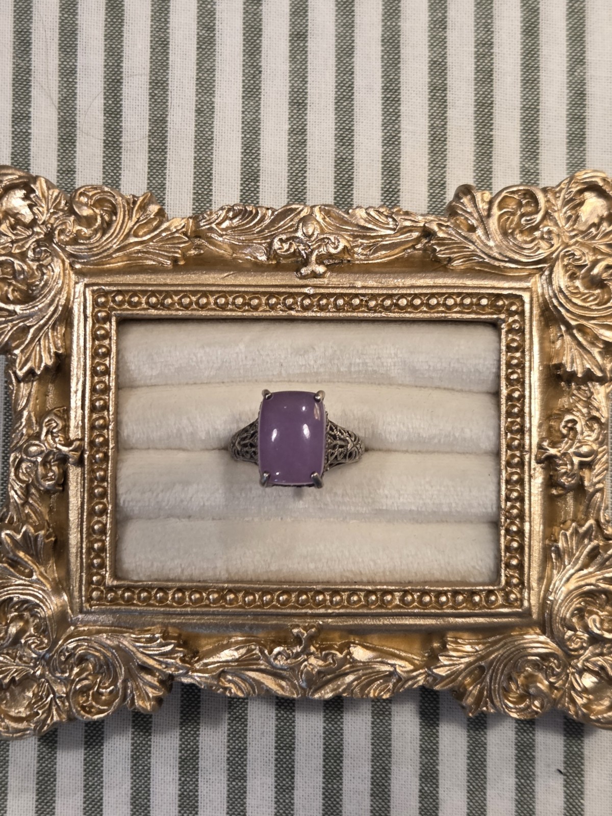 Silver Tone Purple Cabochon Stone Cocktail Ring Size 7 1 Gemstone Metal