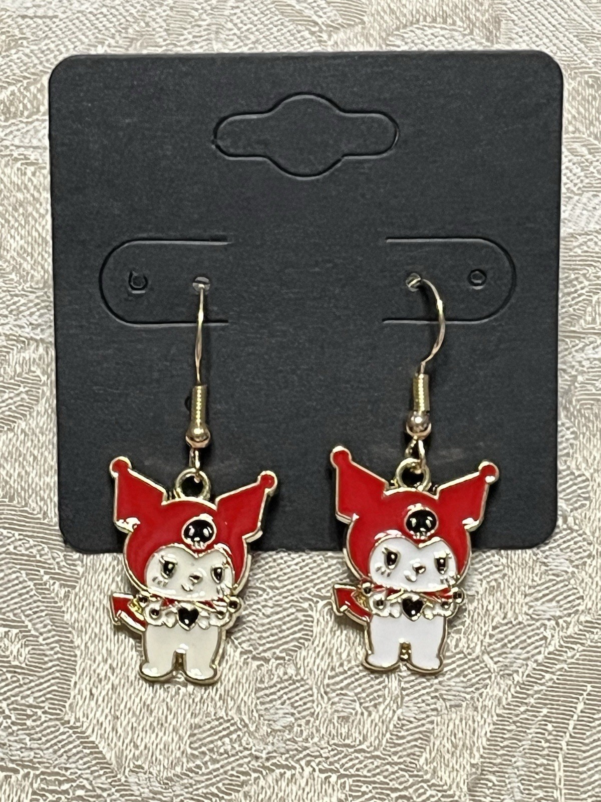 Kuromi Heart Love Cupid Silver Charm Drop Dangle Fun Boho Hello Kitty Earrings