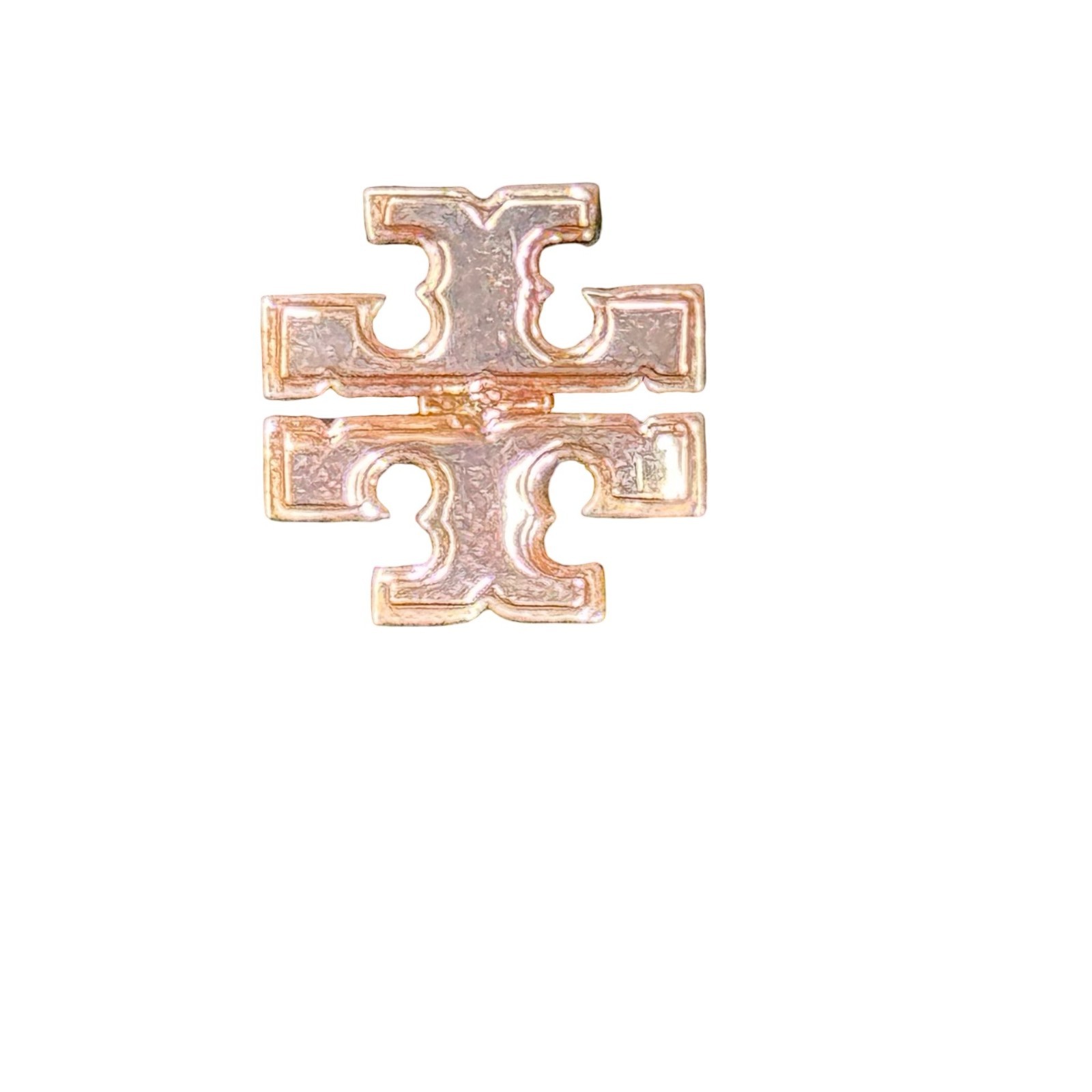 Tory Burch Rose Gold Logo Stud Earrings Pierced Ears Everyday Wear Signed