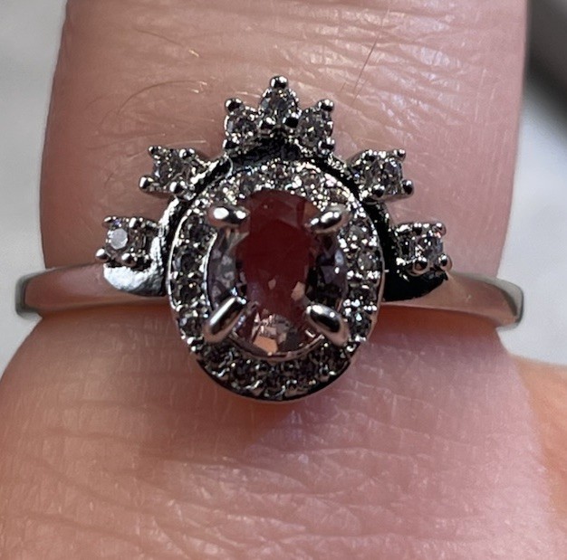 Bomb Party Plenty of Sunshine Ring Sz 7 Light Brown Amethyst Rhodium