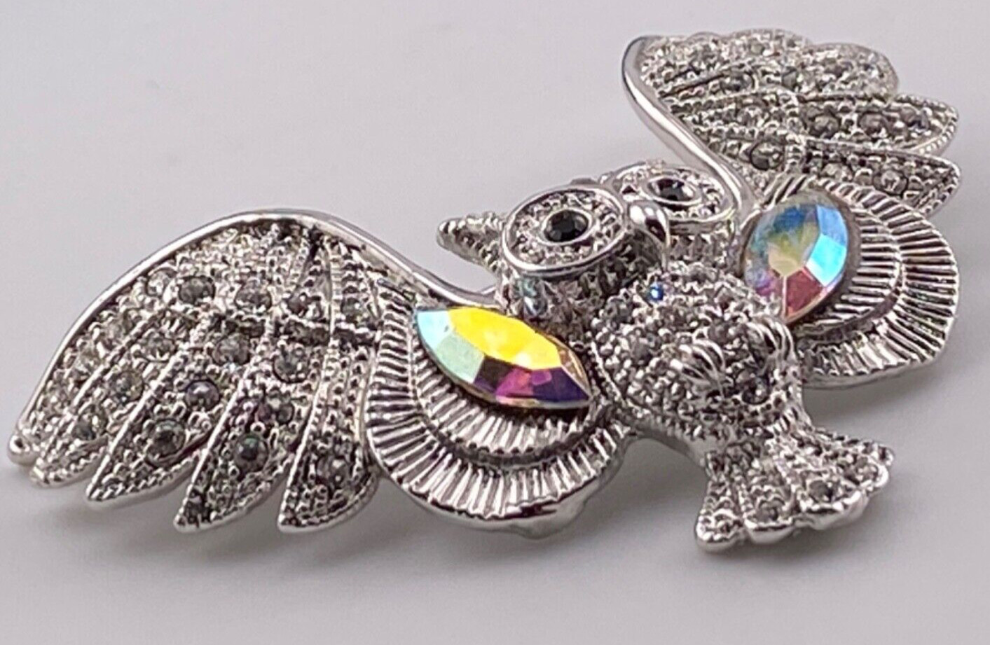 Spectacular Rhinestone 2” Sparkling Owl Brooch Pin 004-172