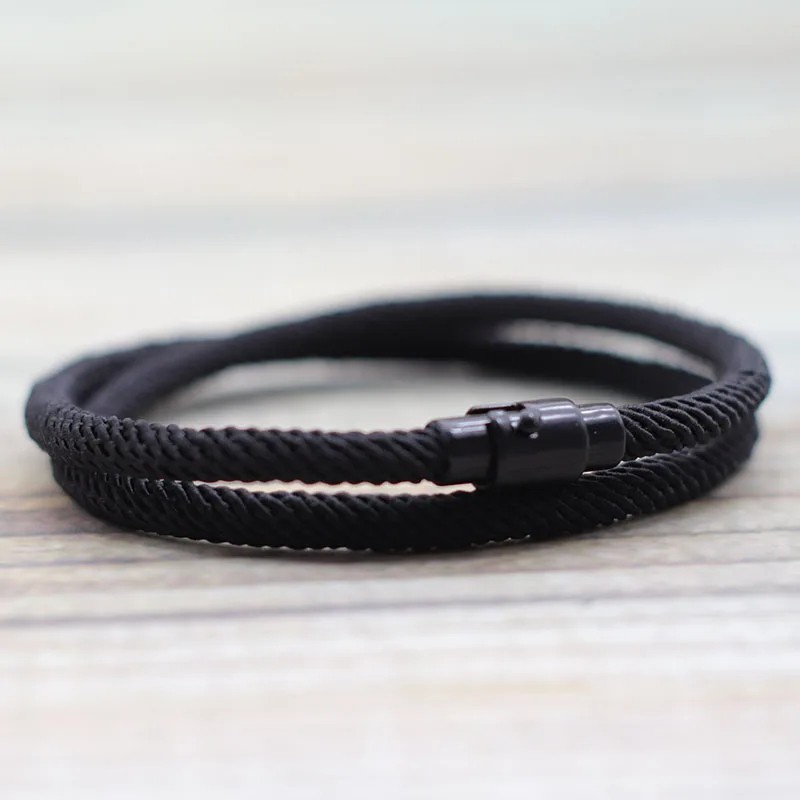 Simple Style Men’s Rope Bracelet Double Layer 4mm Thread Fabric Casual Accessory