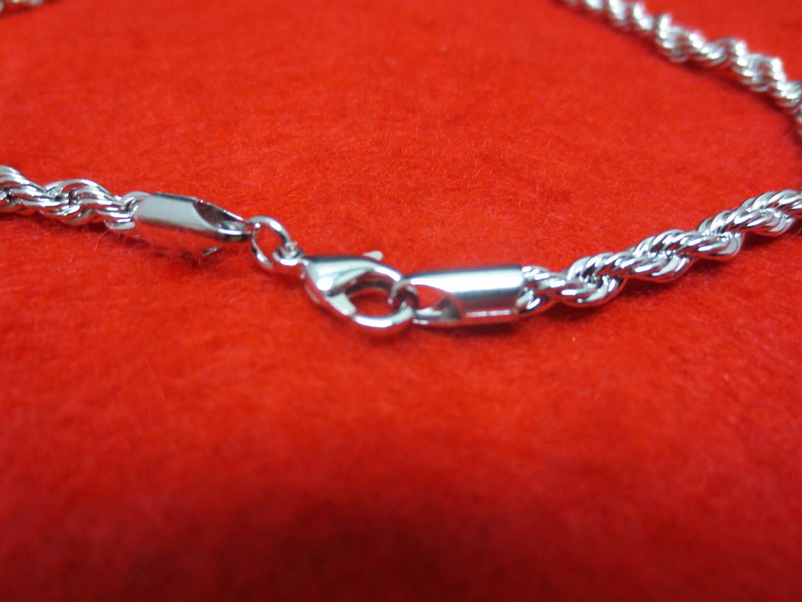 16 INCH 14KT WHITE GOLD PLATED 3MM ROPE CHAIN NECKLACE
