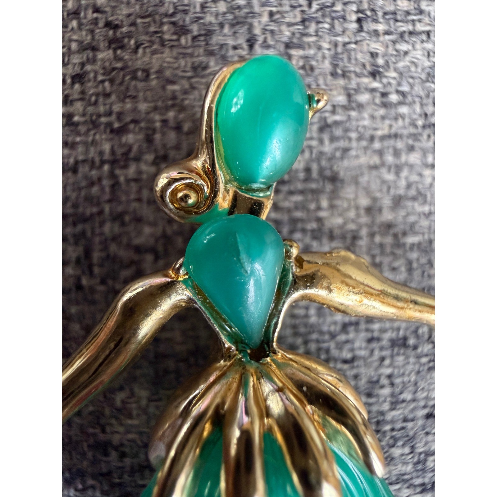Vintage Trifari ?unsigned Ballerina Brooch teal Green Dancer Costume Jewelry