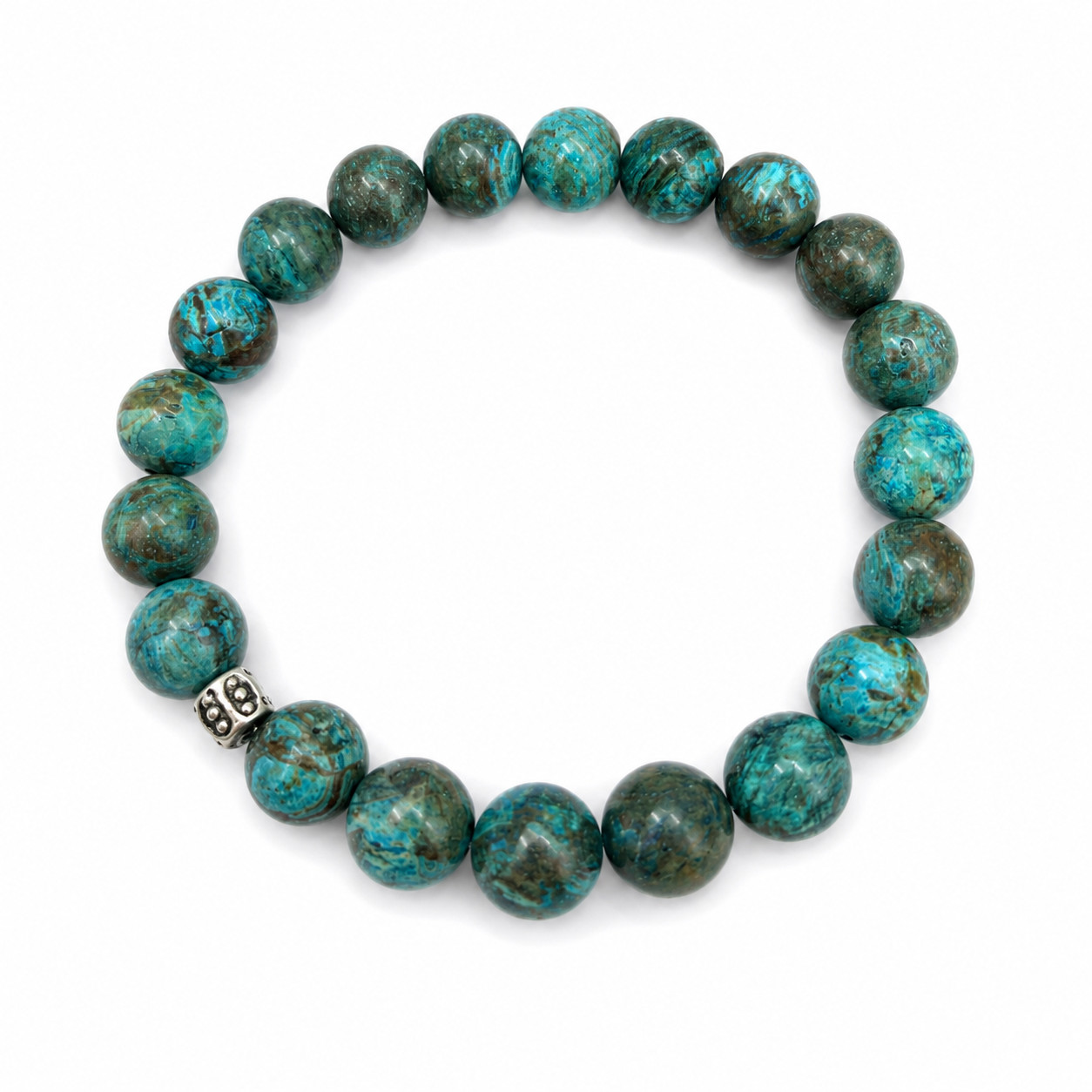 Natural Chrysocolla Beaded Bracelet 9-10mm Gemstone Stretch Bracelet Gift Box