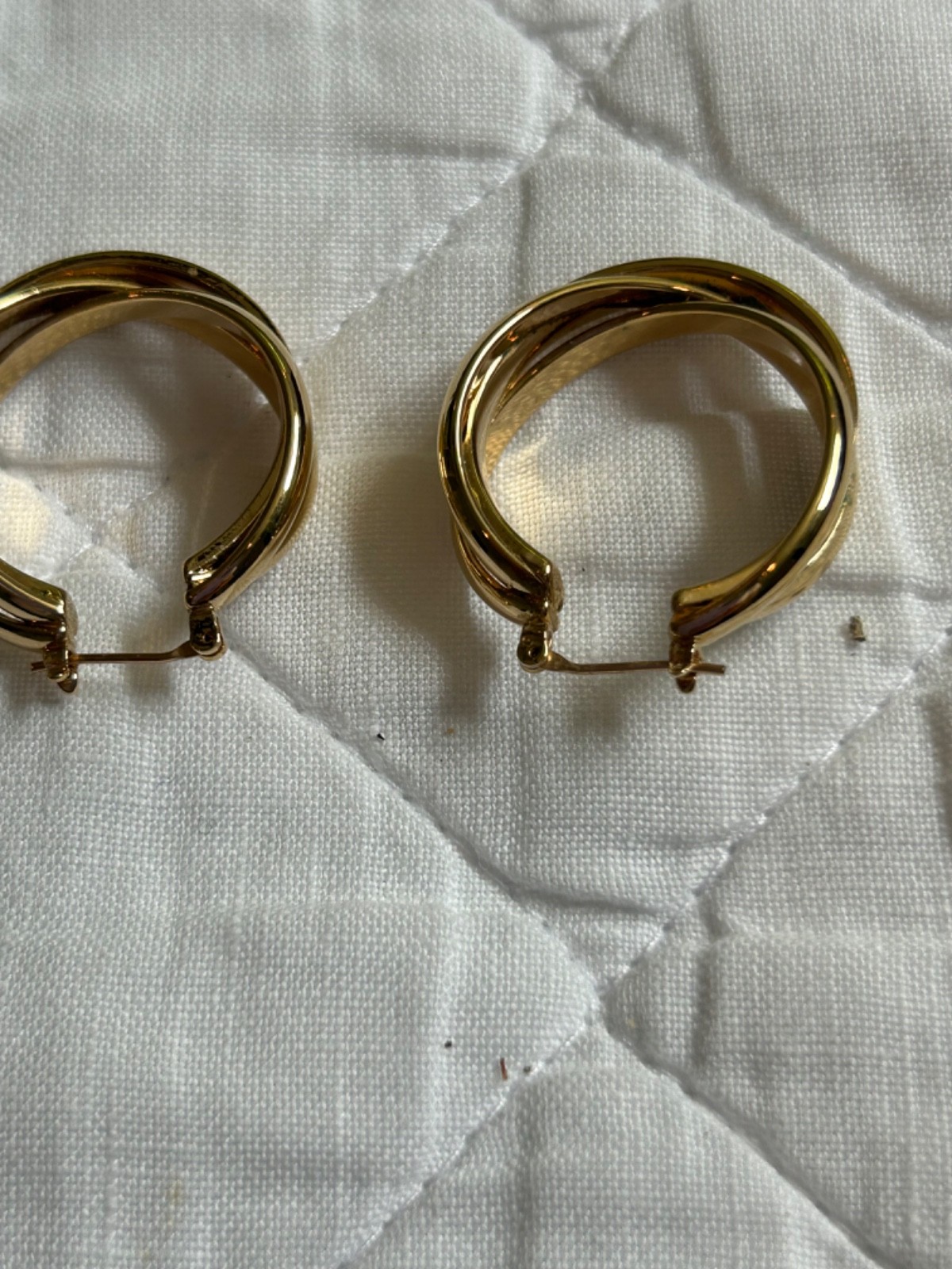 Gold Plated Twisted Metal 1.5 Inch Hoop Earrings