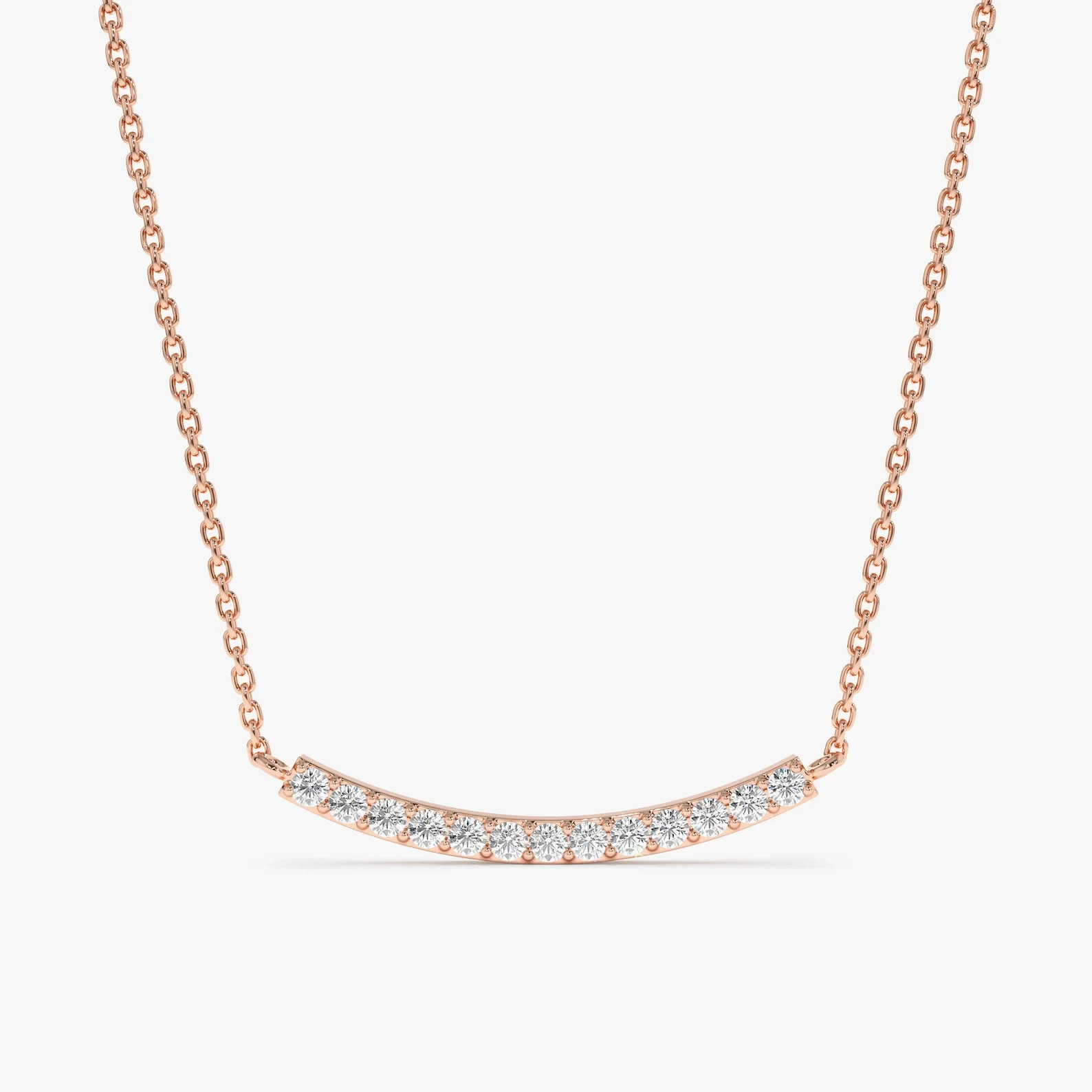 1.00 Ct Round EF VS Lab Grown Diamond Dainty Bar Necklace in 14K Solid Gold