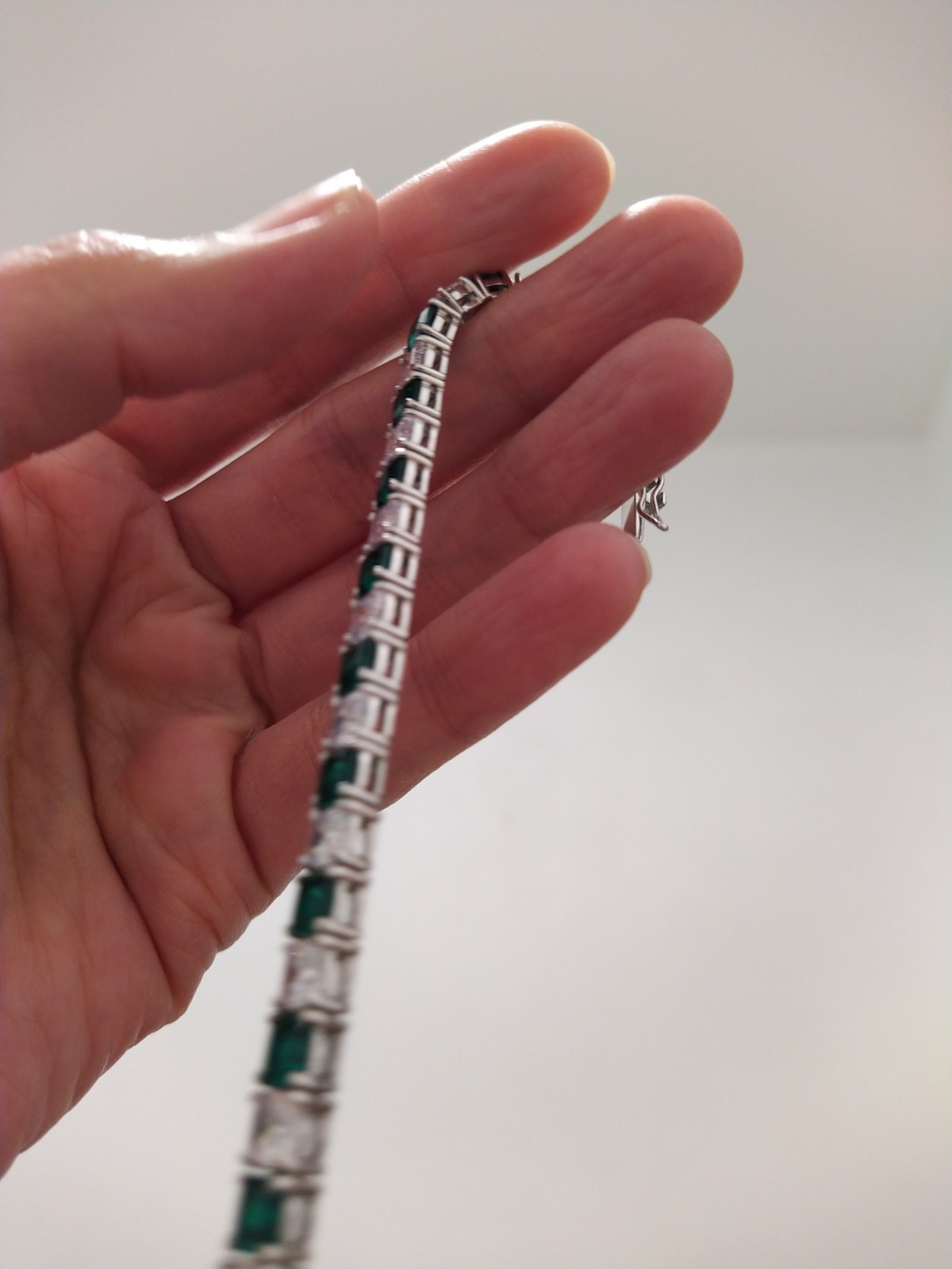 Diamonique Asscher Cut White Emerald Tennis Bracelet Sterling Silver 925 8″ New